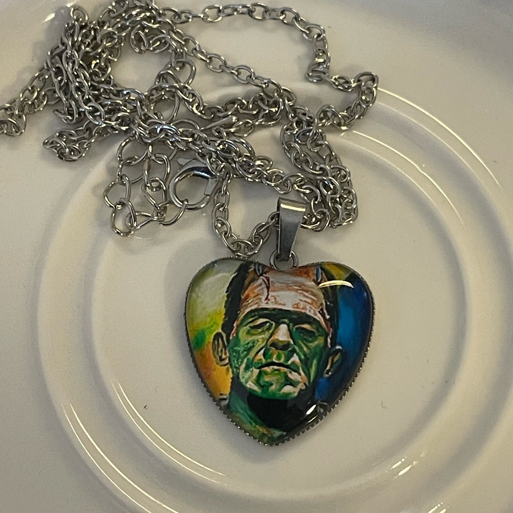 Frankenstein Heart Pendant Necklace SOLD